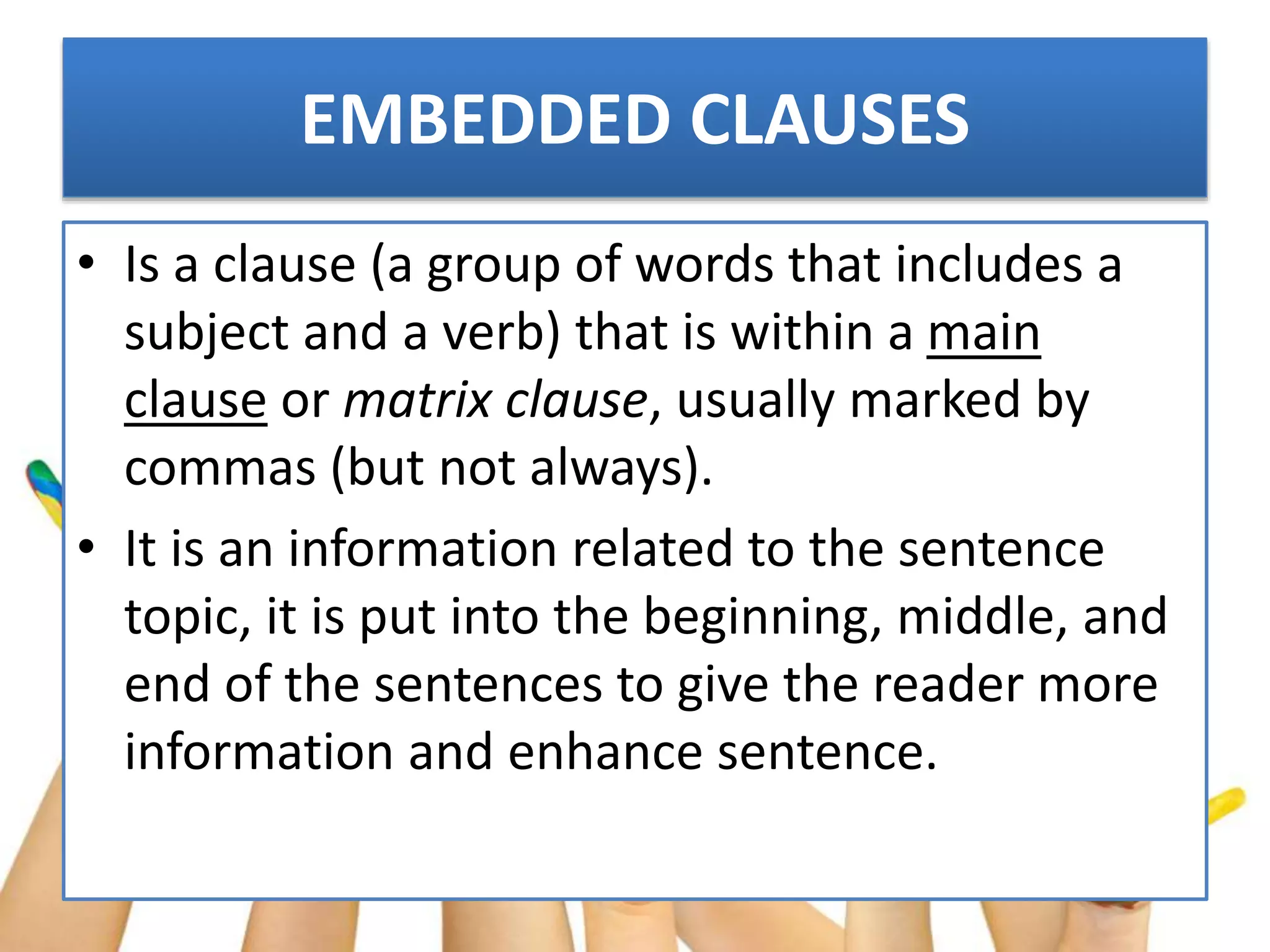 Embedded clause ppt