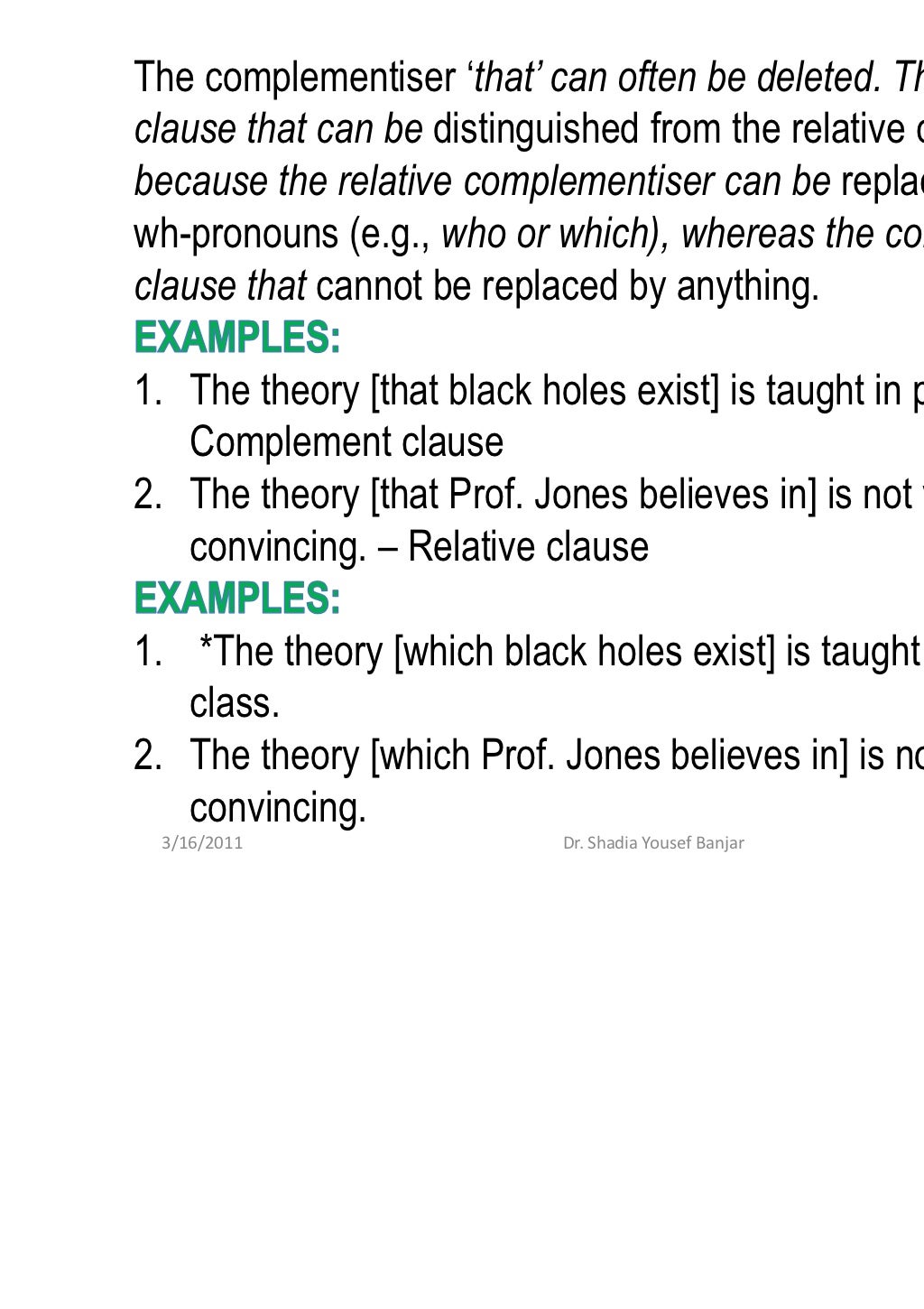 Embedded clauses, presentation 6