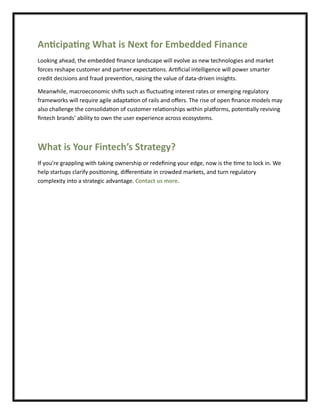 Embedded Finance and the Future of Fintech Differentiation | PDF