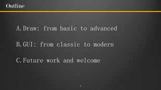 Outline
4
A.Draw: from basic to advanced
B.GUI: from classic to modern
C.Future work and welcome
 