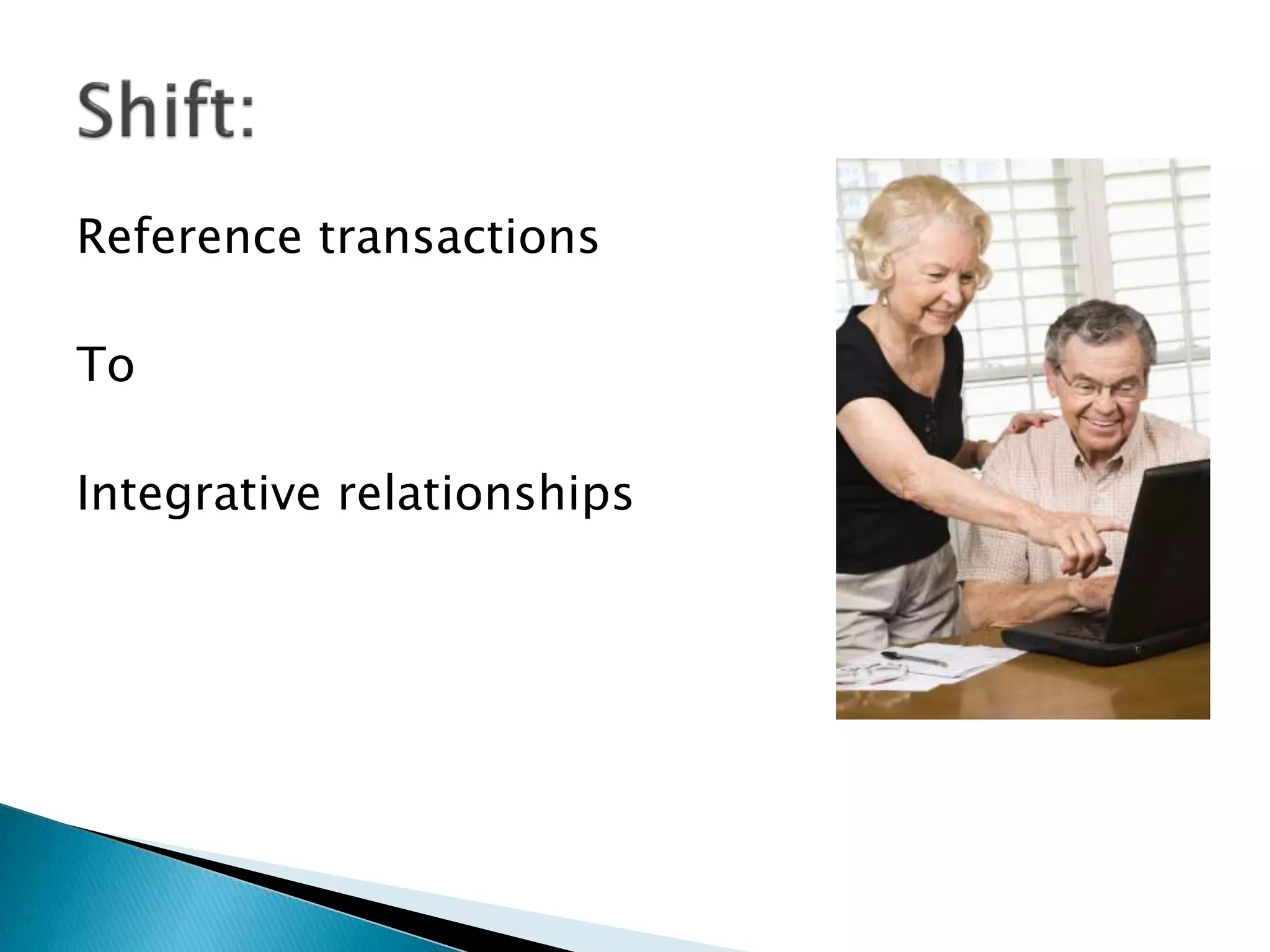 Reference transactions
To
Integrative relationships
 
