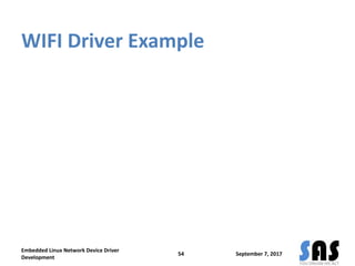 WIFI Driver Example
September 7, 2017
Embedded Linux Network Device Driver
Development
54
 