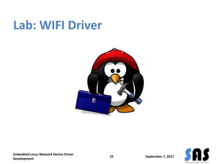 Lab: WIFI Driver
September 7, 2017
Embedded Linux Network Device Driver
Development
55
 