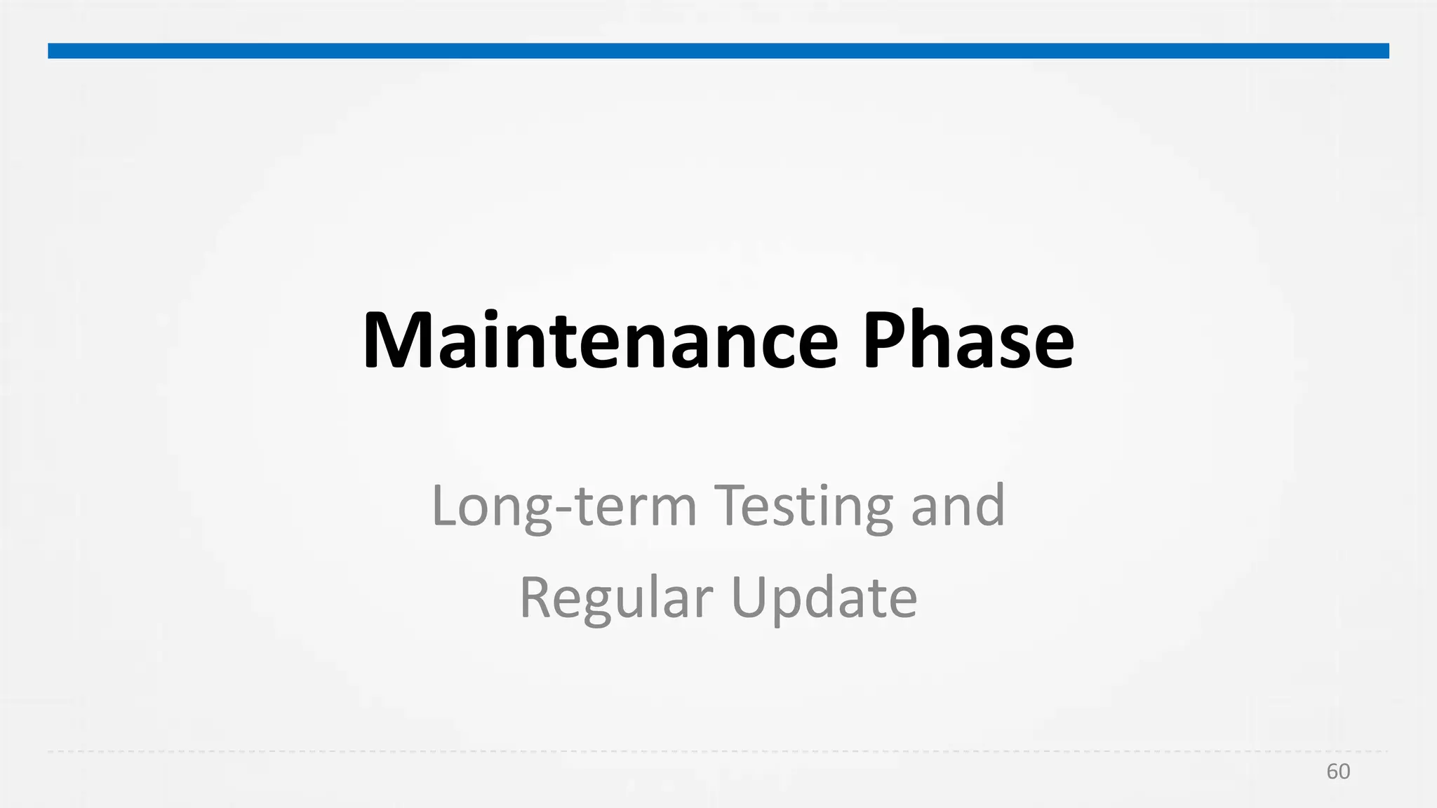 Maintenance Phase
Long-term Testing and
Regular Update
60
 