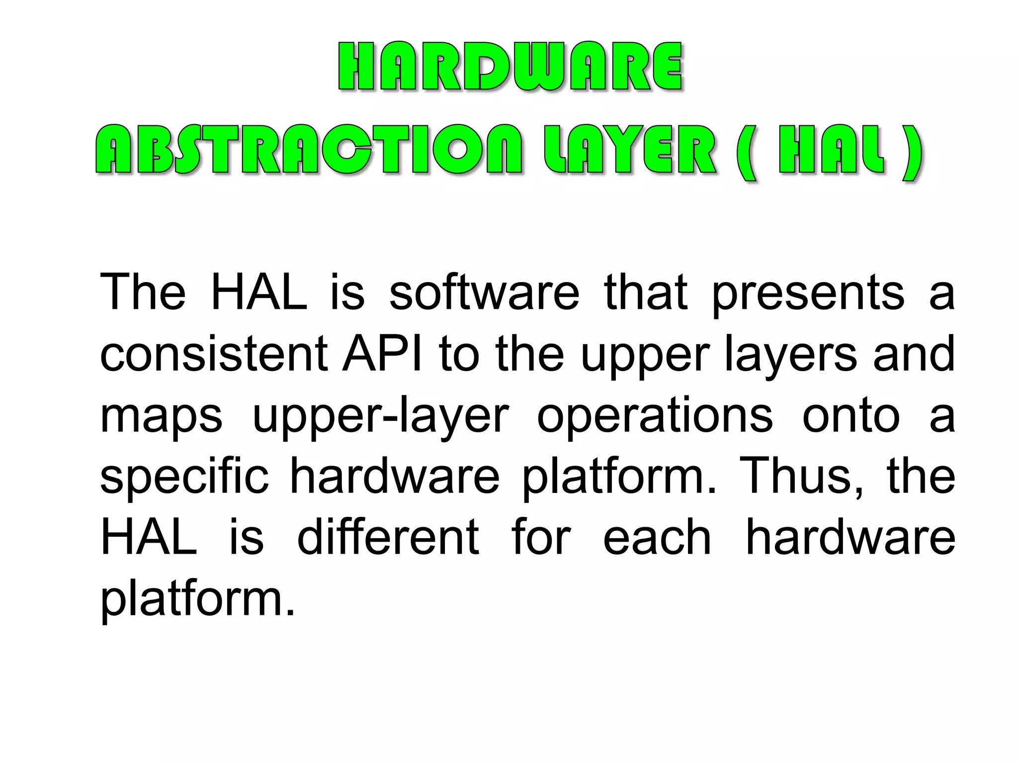 WHAT IS AN eCos?	eCos stands for Embedded Configurable Operating System	It is an open source, royalty-free, real-time OS intended for embedded applications.	It is one of the most widely used embedded operating systems.