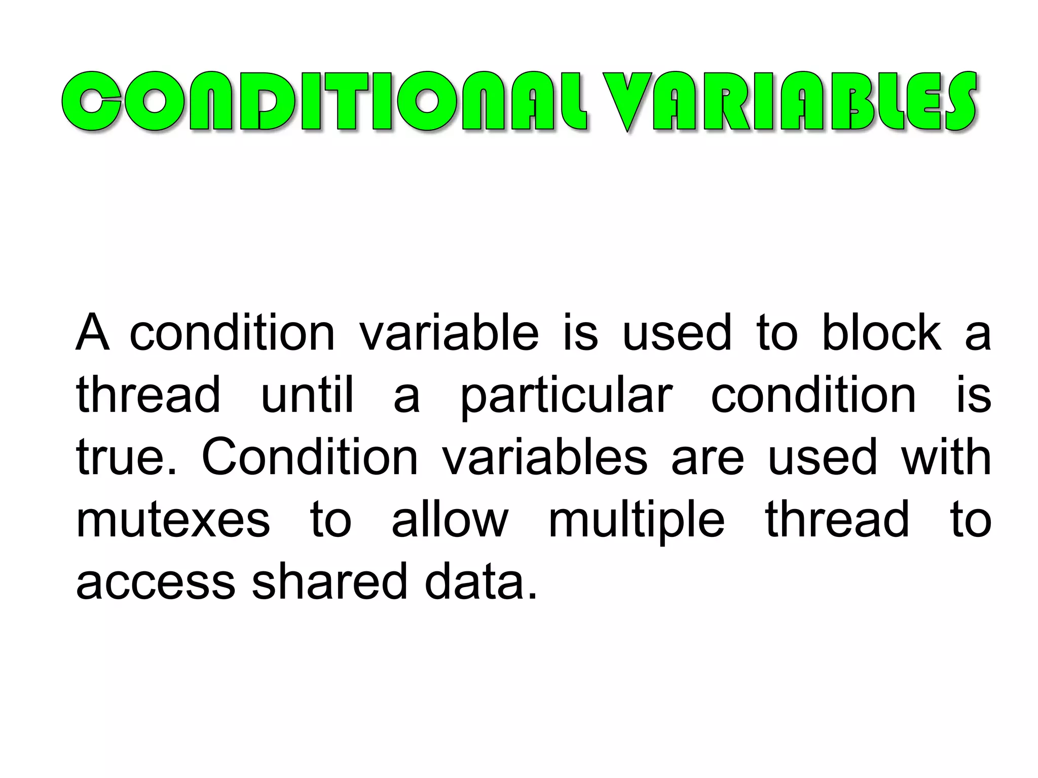 eCos SCHEDULERBitmaps SchedulerEfficient for small number of threads active.Each thread has different priority.Multilevel queue SchedulerAppropriate when number of threads is running.Multiple threads at each priority.Time slicing.