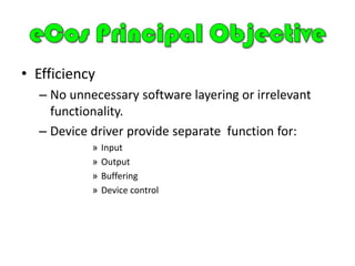 eCos COMPONENTS	A key design requirement for eCos is portability to different architectures and platforms with minimal effort.