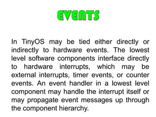 EVENT FLAGS	An event flag is a 32-bit word used as a synchronization mechanism. Application code may associate a different event with each bit in a flag. A thread can wait for either a single event or a combination of events by checking one or multiple bits in the corresponding flag.