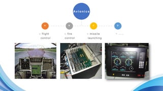 ○ flight
control
A D
B C
○ fire
control
○ missile
launching
○ ……
Av i o n i c s
 