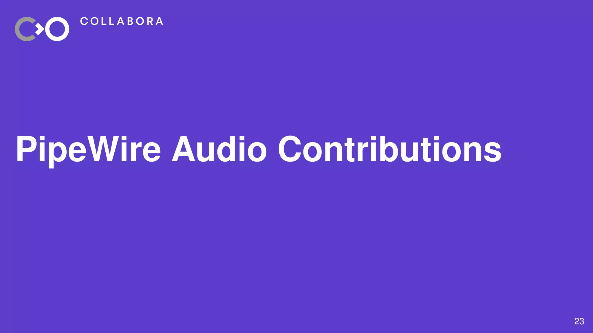23
PipeWire Audio Contributions
 