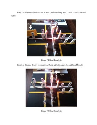 Case 2:In this case density occurs at road 2 and remaining road 1, road 3, road 4 has red
lights.
Figure 7.2 Road 2 analysis
Case 3:In this case density occurs at road 3 and red light occurs for road1,road2,road4.
Figure 7.3 Road 3 analysis
 