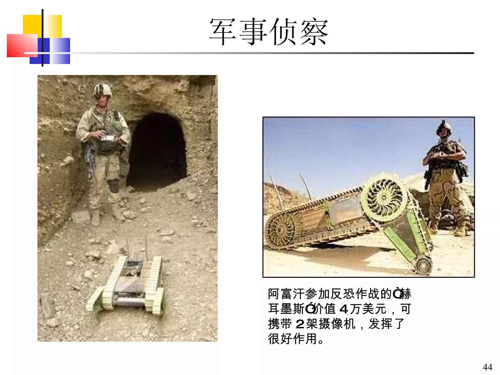 阿富汗参加反恐作战的 “ 赫耳墨斯 ” 价值 4 万美元，可携带 2 架摄像机，发挥了很好作用。 军事侦察 