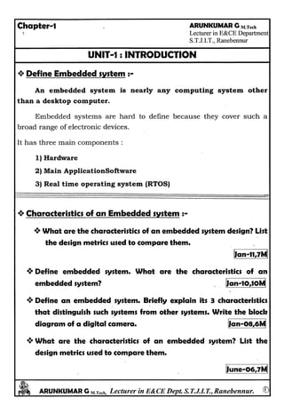 Embedded System Design Notes written by Arun Kumar G, Associate ...
