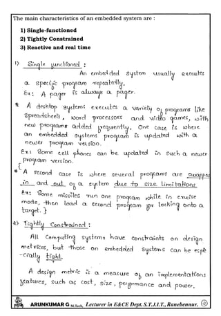Embedded System Design Notes written by Arun Kumar G, Associate Professor, Dept. of E&C, STJIT, Ranebennur, Karnataka, INDIA.