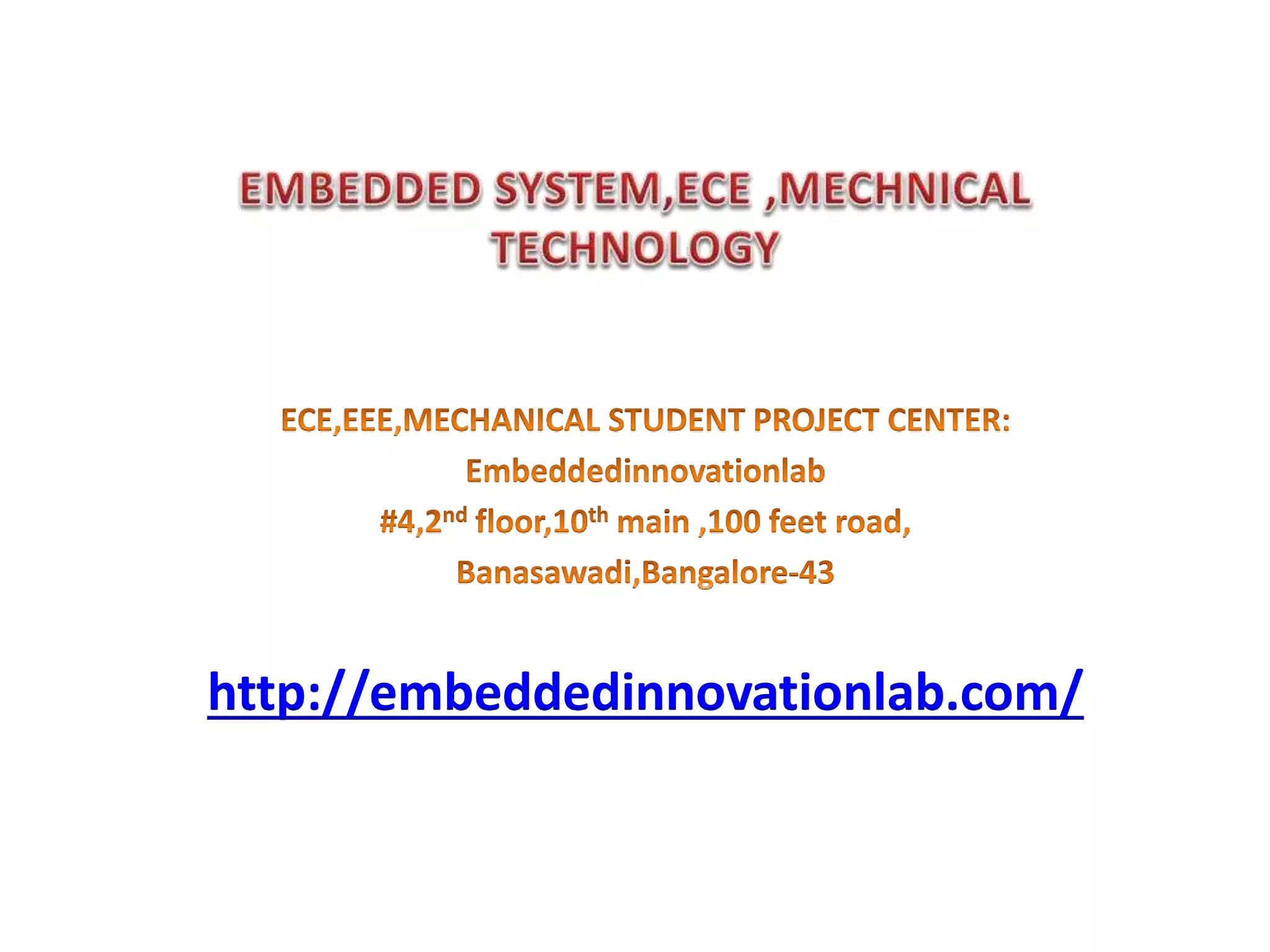 Embedded system projects for final year Bangalore | PPT
