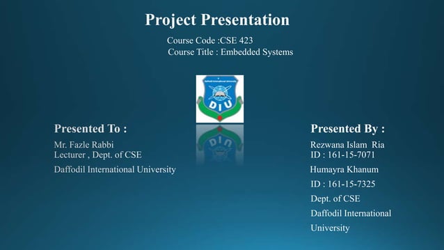 Embedded systems -Smart Cap | PPT