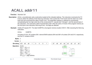 ACALL addr11
Embedded Systems Prof.Anish Goel2