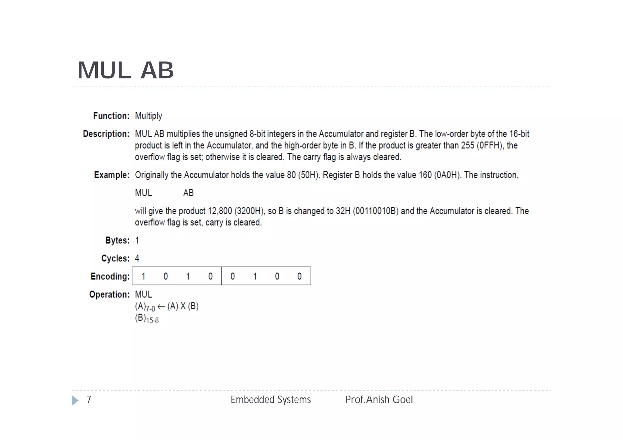 MUL AB
Embedded Systems Prof.Anish Goel7