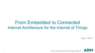 1
From Embedded to Connected
Internet Architecture for the Internet of Things
May 7, 2015
 