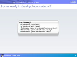IBM Software Group | Rational software

Are we ready to develop these systems?




                               Are we r...
