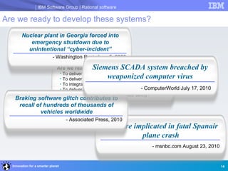 IBM Software Group | Rational software

Are we ready to develop these systems?
        Nuclear plant in Georgia forced int...