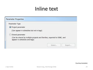 Inline text
2 April 2016 Steven Jong, InterChange 2016 24
Courtesy Autodesk
 