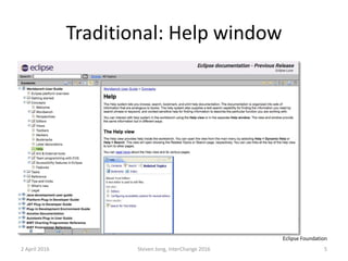 Traditional: Help window
2 April 2016 Steven Jong, InterChange 2016 5
Eclipse Foundation
 