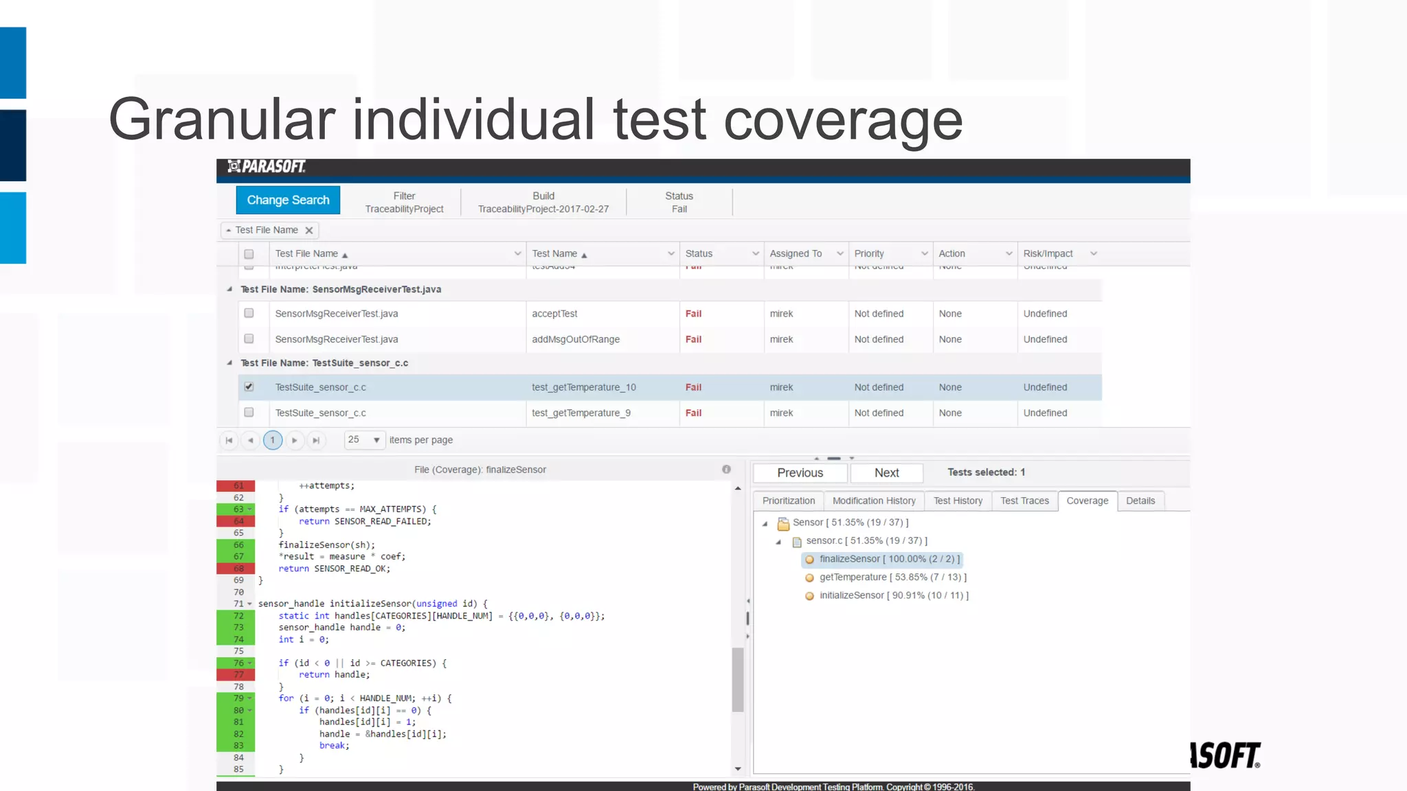 Granular individual test coverage
 