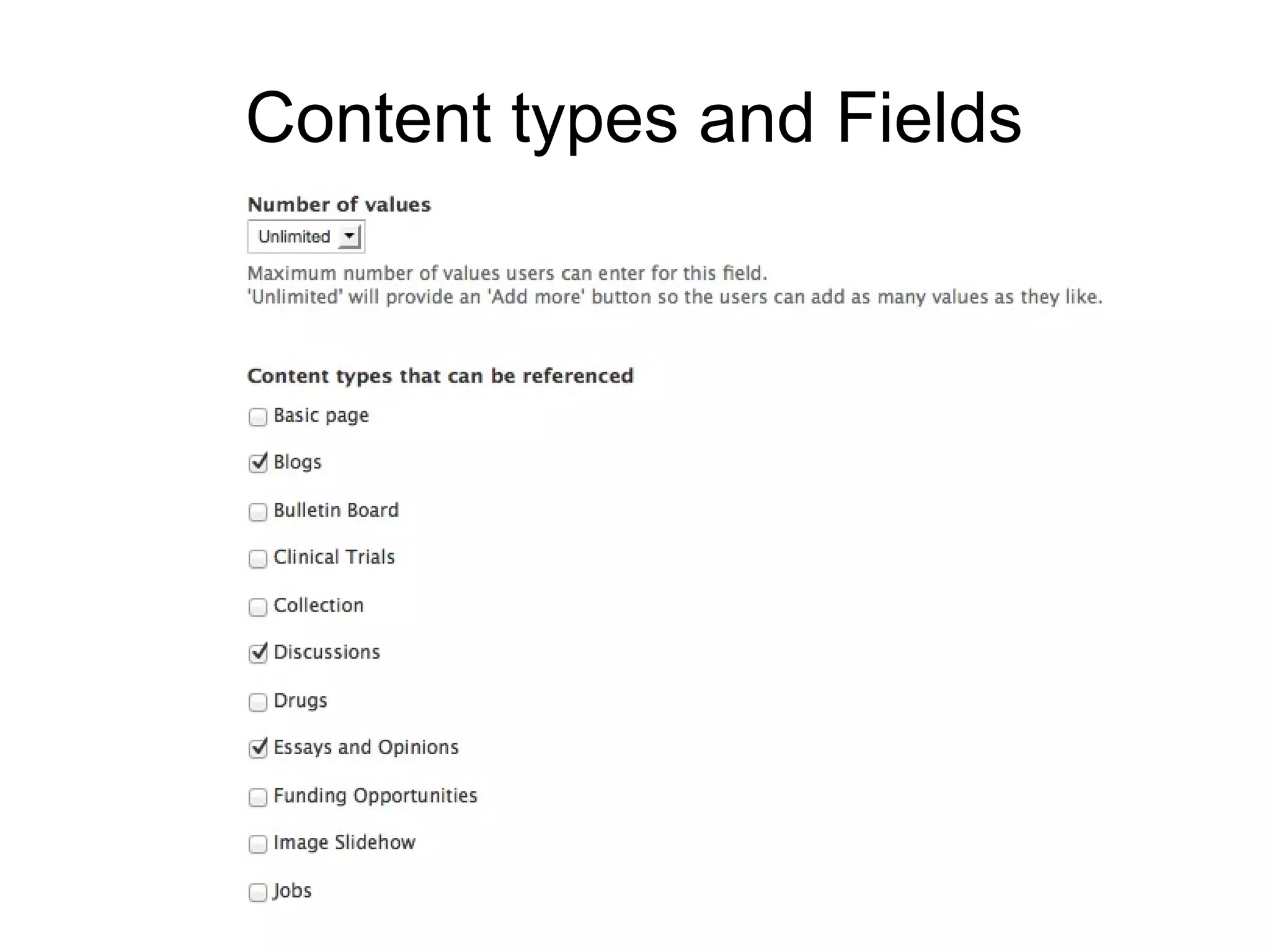 Content types and Fields 