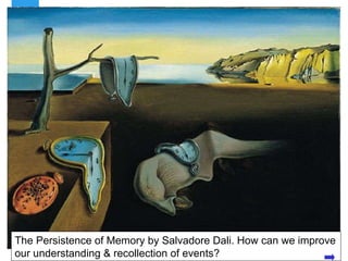 The Persistence of Memory by Salvadore Dali.  How can we improve our understanding & recollection of events? 