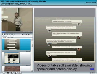 Videos of talks still available, showing speaker and screen display 