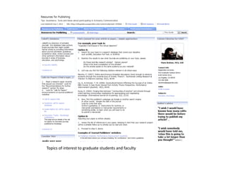 Resources for Publishing - InfoGuides at Pepperdine
University
Topics of interest to graduate students and faculty
 