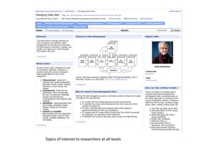 Topics of interest to researchers at all levels
 