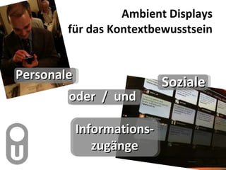 Ambient Displays für das Kontextbewusstsein Personale  Soziale Informations- zugänge oder  /  und  