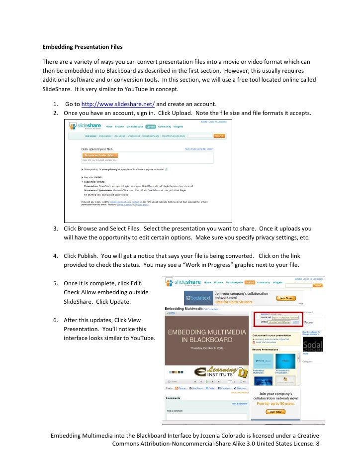 Embedding Multimedia into the Blackboard Interface Tutorial Handout