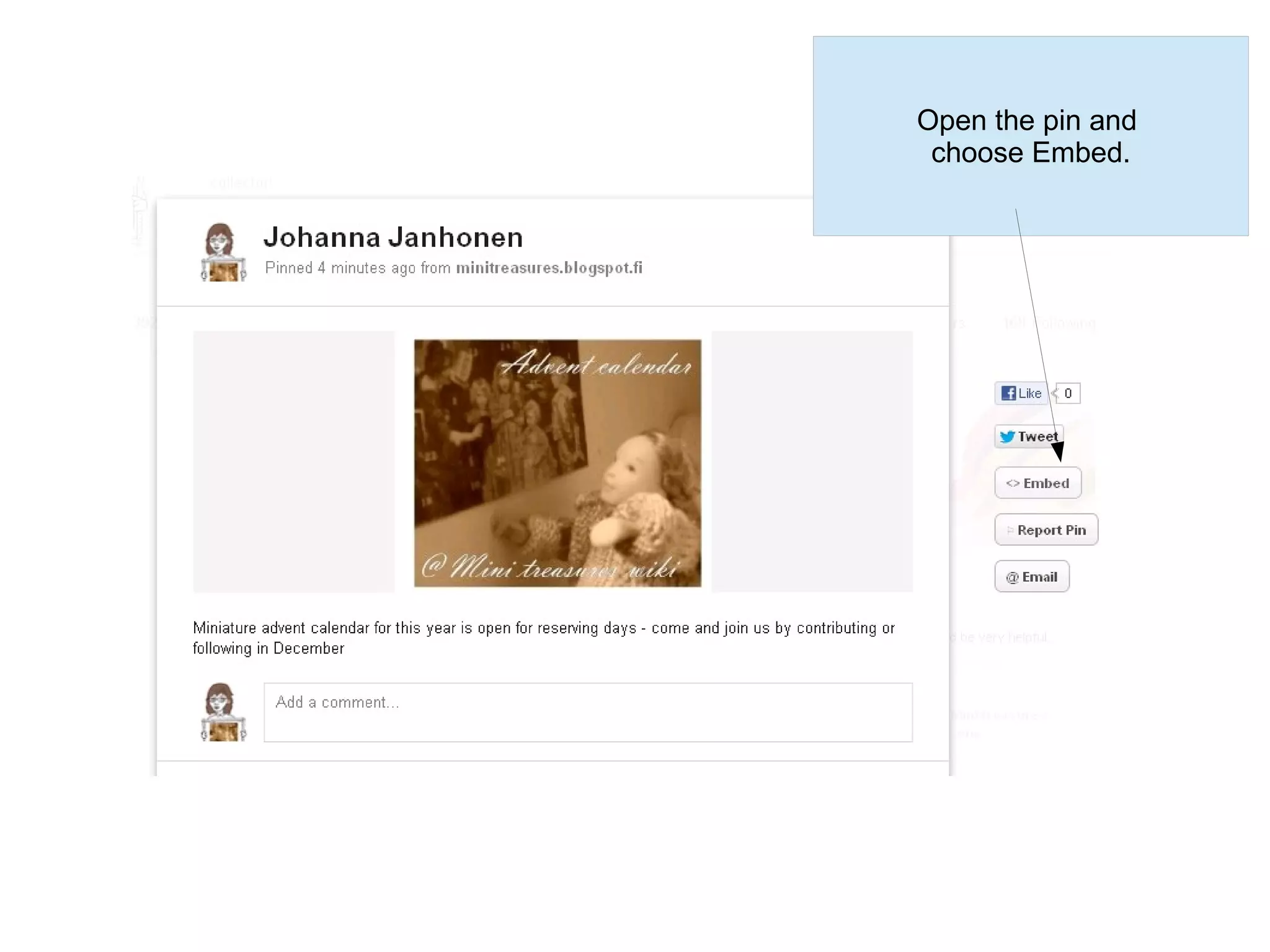 Open the pin and
 choose Embed.
 