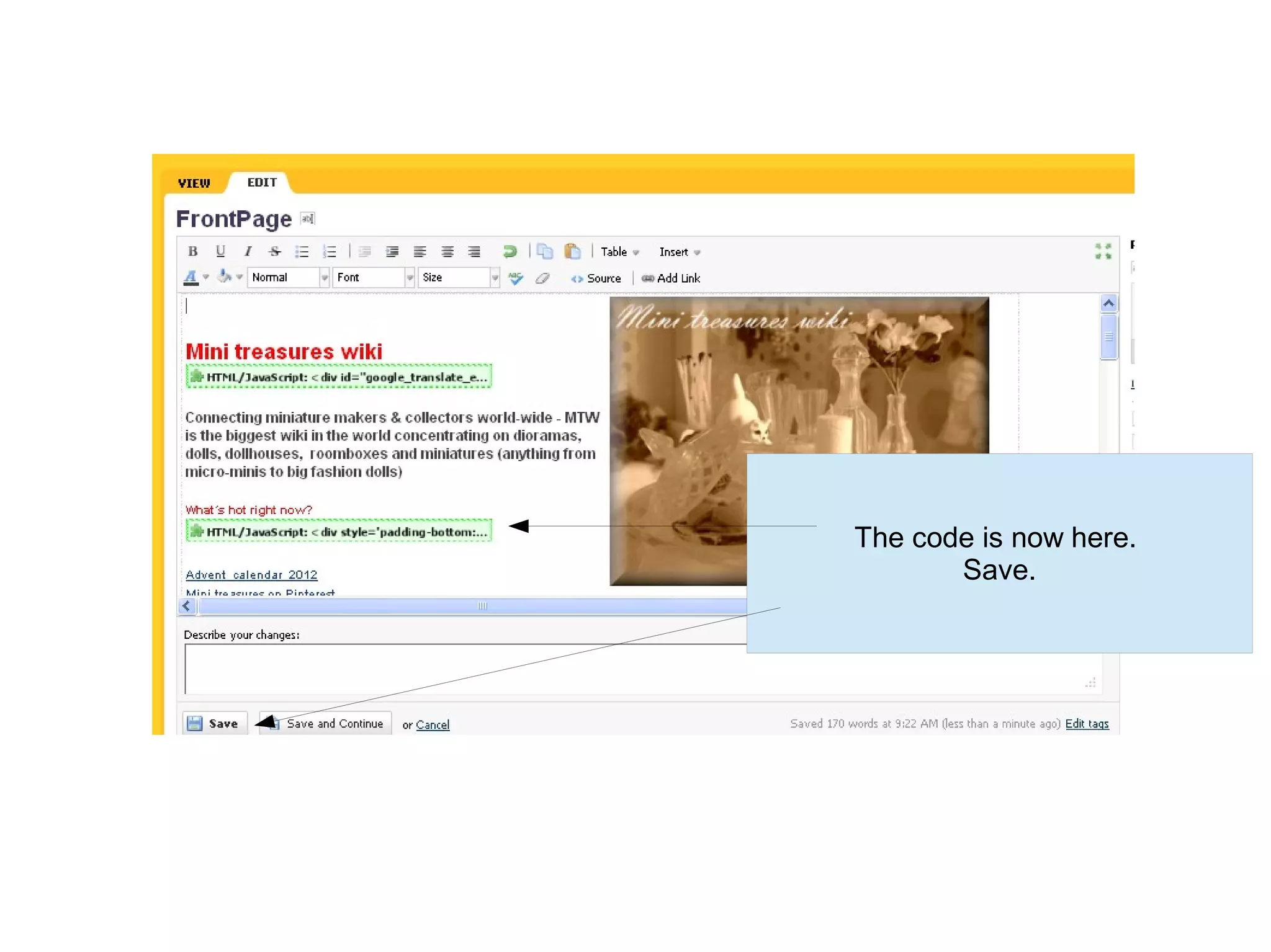 The code is now here.
       Save.
 