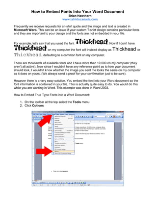embed fonts in word document