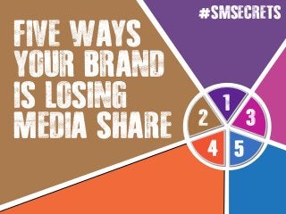 1
4 5
32
FIVE WAYS
YOUR BRAND
IS LOSING
MEDIA SHARE
#SMSECRETS
 