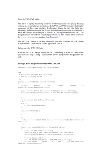 Embed the nasa world wind java sdk in eclipse | PDF