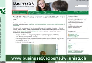 www.business20experts.iwi.unisg.ch
Universität St. Gallen, Prof. Dr. Andrea Back, Competence Network Business 2.0 Seite 3
 