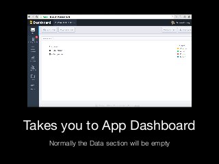 Takes you to App Dashboard
Normally the Data section will be empty
 