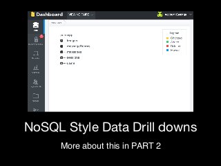 NoSQL Style Data Drill downs
More about this in PART 2
 
