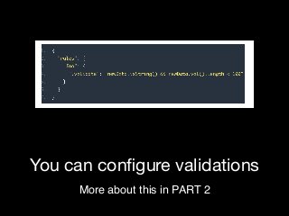 You can conﬁgure validations
More about this in PART 2
 