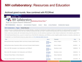 NIH collaboratory: Resources and Education
Archived grand rounds. Now combined with PCORnet
 