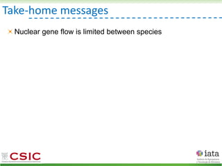 Take-home messages
Nuclear gene flow is limited between species
 