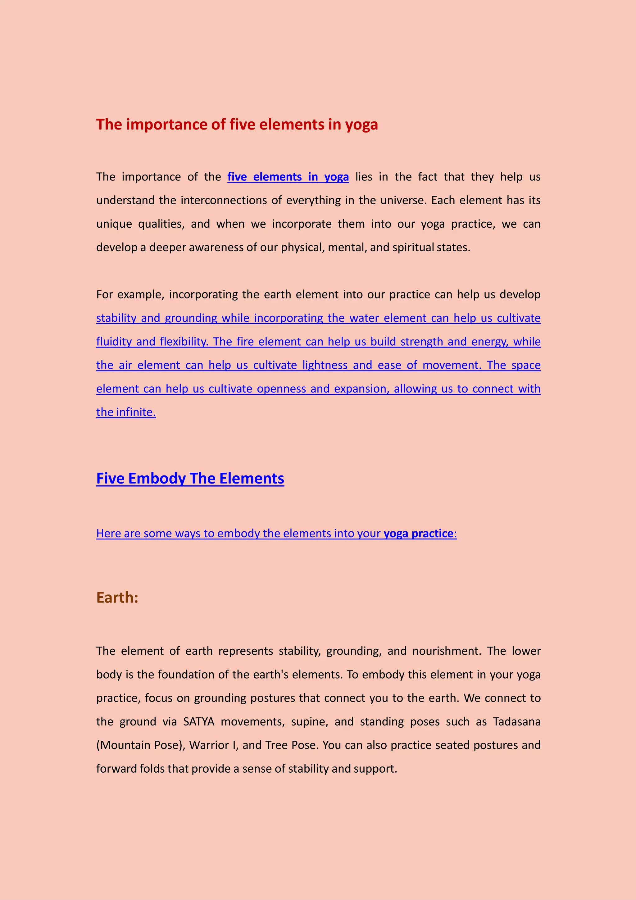 Embodying the 5 Elements in our Yoga Practice | PPTX