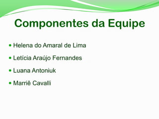 Componentes da Equipe
 Helena do Amaral de Lima
 Letícia Araújo Fernandes
 Luana Antoniuk
 Marriê Cavalli
 