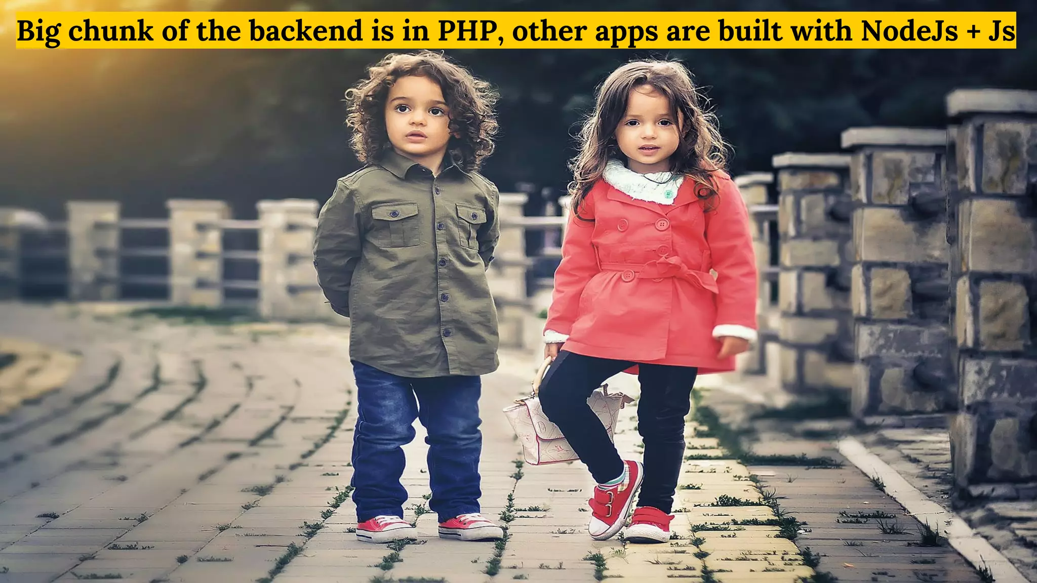 Big chunk of the backend is in PHP, other apps are built with NodeJs + Js
 
