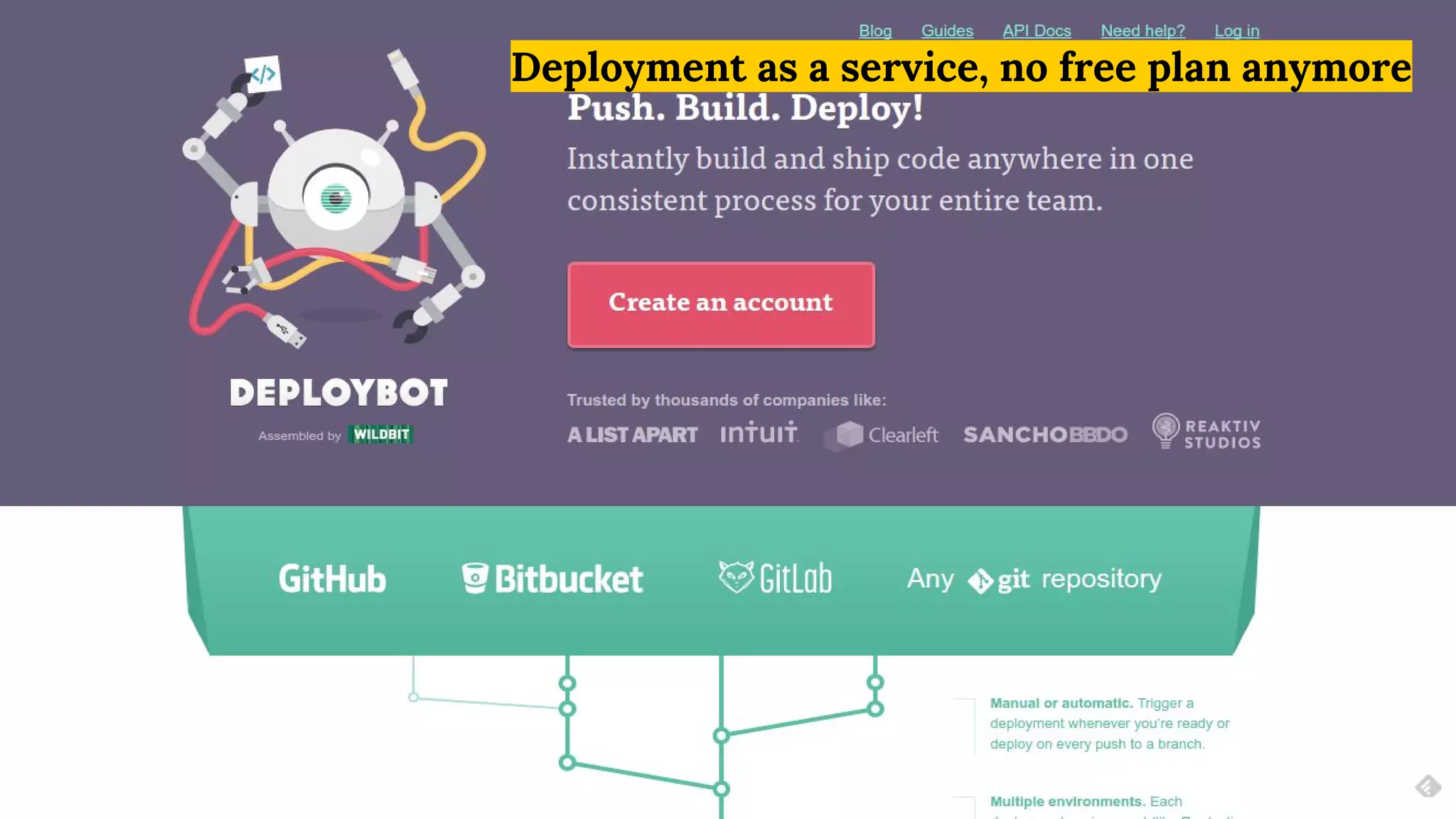 Deployment as a service, no free plan anymore
 